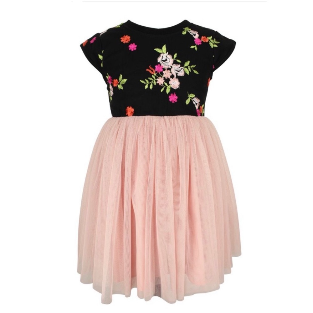 Popatu Floral Embroidered Short Sleeve Tutu Dress